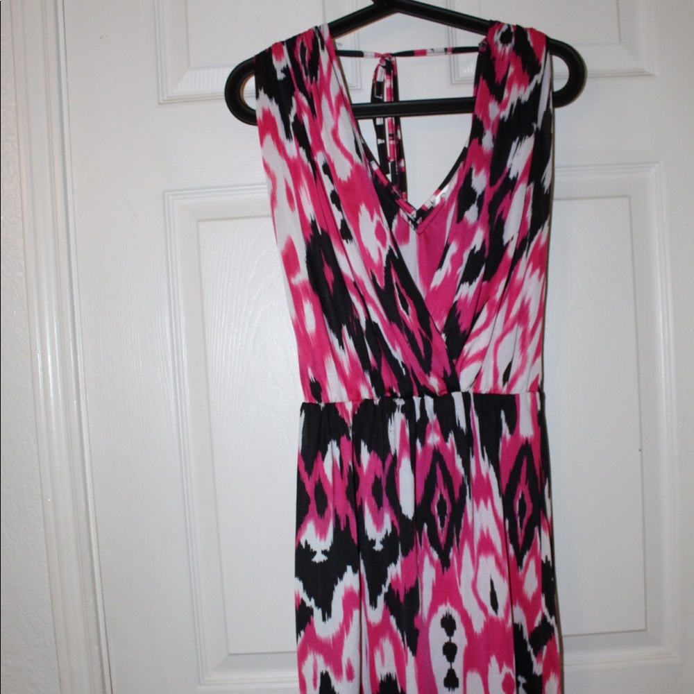 Pink, white, and black dress